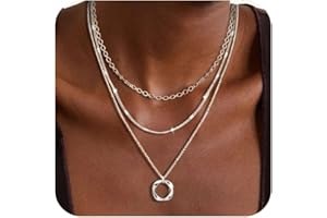 Cuzmly Layered Necklaces for Women, 14k Gold Plated/925 Sterling Silver Stackable Choker Necklaces for Women Trendy Layering 
