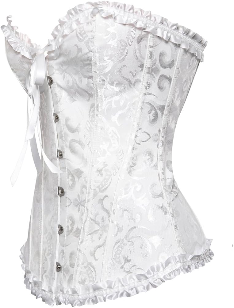 frawirshau Women's Lace Up Boned Overbust Corset Bustier Lingerie Bodyshaper Top at  Women’s Clothing store