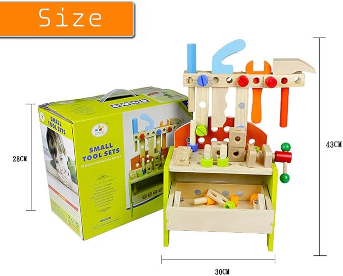 Amazon はじめての大工さんごっこ 知育玩具 大工さんセット 積み木 組み立て 木製おもちゃ 大工道具 工具箱 木製ツールボックス プレゼント ギフト 大工さん おもちゃ