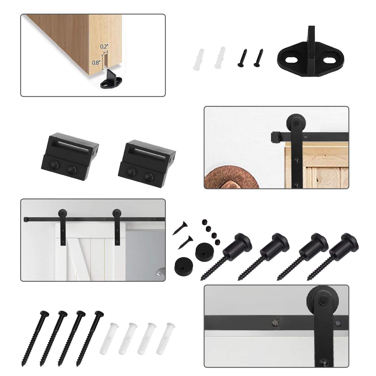 YIGOLD 6.6ft Heavy Duty Sturdy Sliding Barn Door Hardware Kit Factory Outlet Carbon Steel- Ultra Smoothly and Quietly Design-Easy Installation-Fit 35\