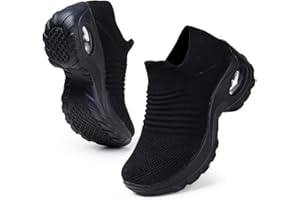 HKR Women's Walking Shoes Arch Support Non Slip Work Shoes Breathable Knit Upper Lightweight for Plantar Fasciitis