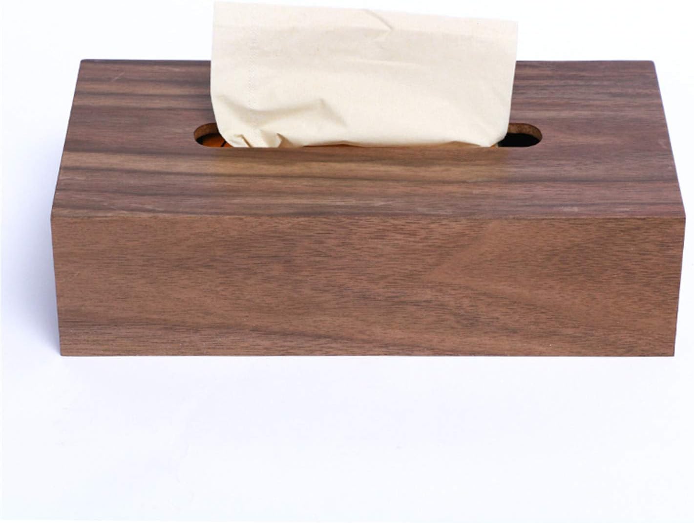 SUWIN European Natural Wood Black Walnut Rectangular Paper Towel Box, Household Napkin Box, Creative Craft