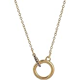immerFancy 12 Birthstone Interlocking Circle Pendant Necklaces for Women, Trendy Non Tarnish Dainty Gold Plated Simple Ring Charm Holder Necklace Jewelry Birthday Gifts