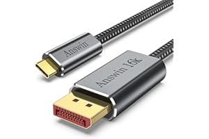 Answin USB C to DisplayPort Cable, 16K@30Hz, 8K@120Hz, 4K@144Hz, DisplayPort 2.1 Nylon Braided [Thunderbolt 3/4 Compatible] f