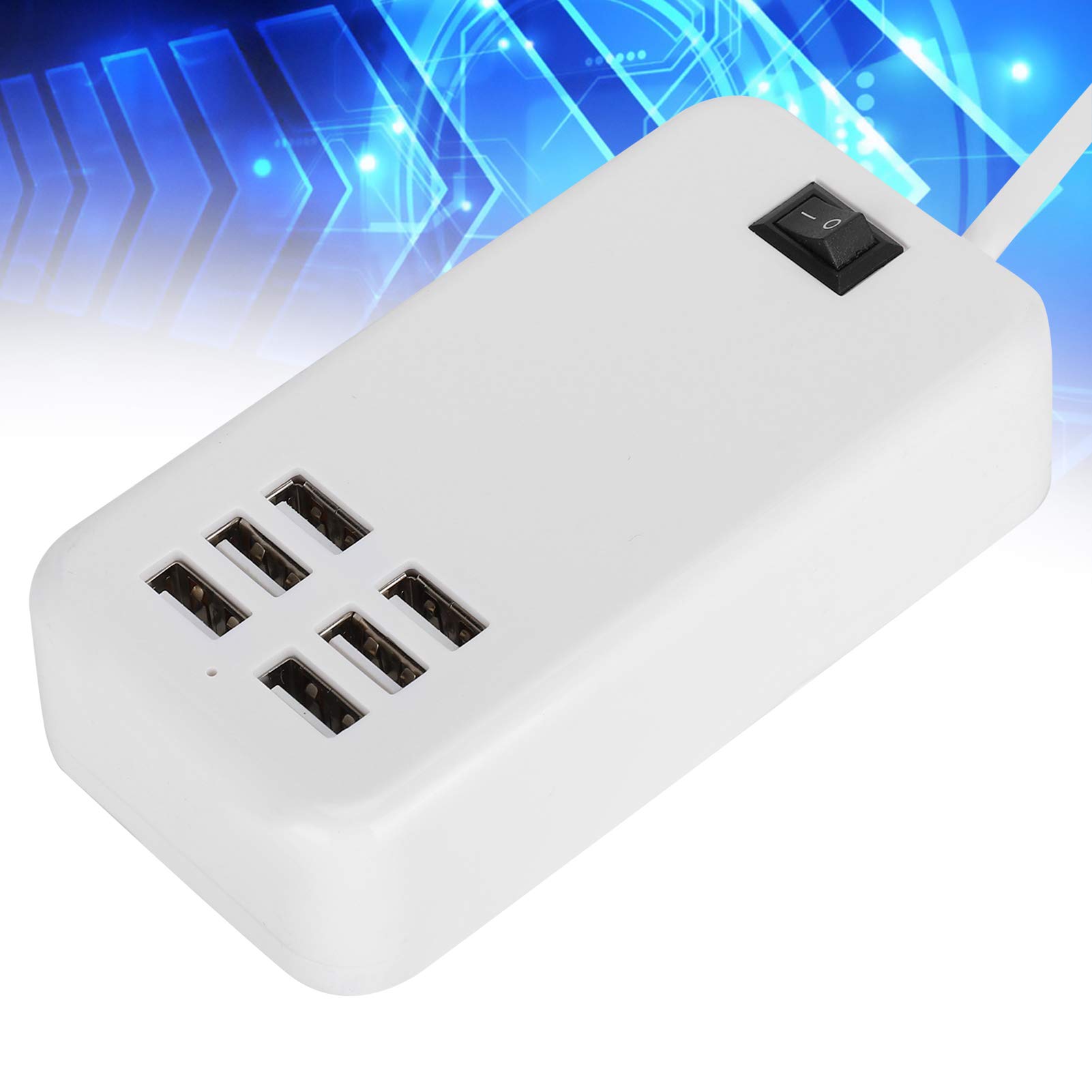 6 Ports Charger Adapter, 30W Desktop Fast Charging Station Hub Support All Kinds of Mobile Phones, MP3, MP4, Camera(UK Plug)