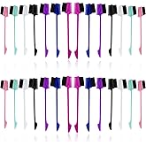 NSBELL 28PCS 3 in 1 Hair Edge Brush Double Sided Hair Comb Pack Smooth Brush Comb Grooming, 7 Colors