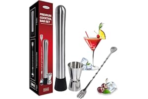 Professional Grade Bar Tool,Mojito Muddler Bar Tool Set,Durable Muddler Pestle, Stainless Steel Muddler Bar Tool, Cocktail Mu
