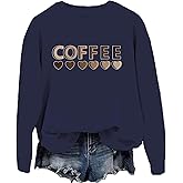 blucagand Coffee Hearts Sweatshirt Coffee Lover Sweatshirt For Women