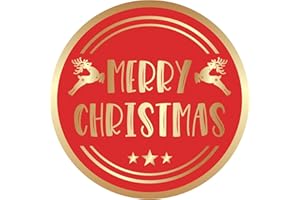 Anwyll Christmas Gift Stickers - 120Pcs 2Inch Merry Christmas Stickers Gold Foil Stamping Envelope Seal Label Sticker Self Adhesive Xmas Gift Sticker Happy Holidays Labels for Gifts Present Card Decor