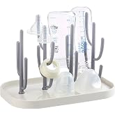 Baby Bottle Drying Rack with Tray, Creative Tree Branch Baby Bottle Dryer Holder for Bottles, Teats, Cups, Pump Parts and Accessories (1 Pc, Beige)