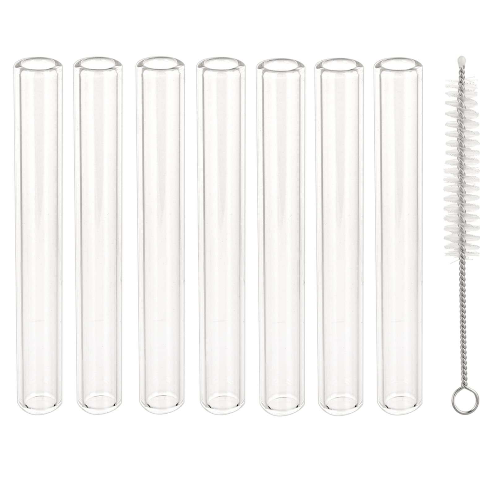 OLYCRAFT 12Pcs Glass Tube with 4Pcs Nylon Pipe Brushes Borosilicate Glass Tube Clear Borosilicate 12mm OD 1.5mm Thick Wall Tubing 4 Inch Long Clear Tubes