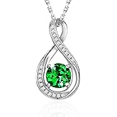 GEMLANTO 925 Sterling Silver Birthstone Necklace for Women Infinity Necklaces Birthday Anniversary Fine Jewelry Gifts for Mother Women, Adjustable Chain