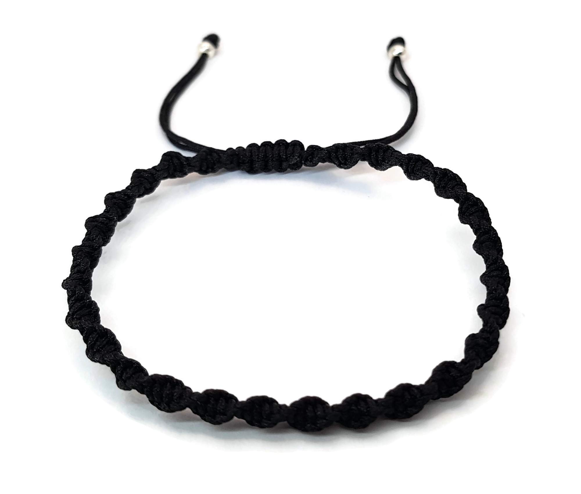 MYSTIC JEWELS – Macrame Rotating Bracelet – Coloured Thread Kabbalah – Amulet – Evil Eye Protection, Good Luck Black