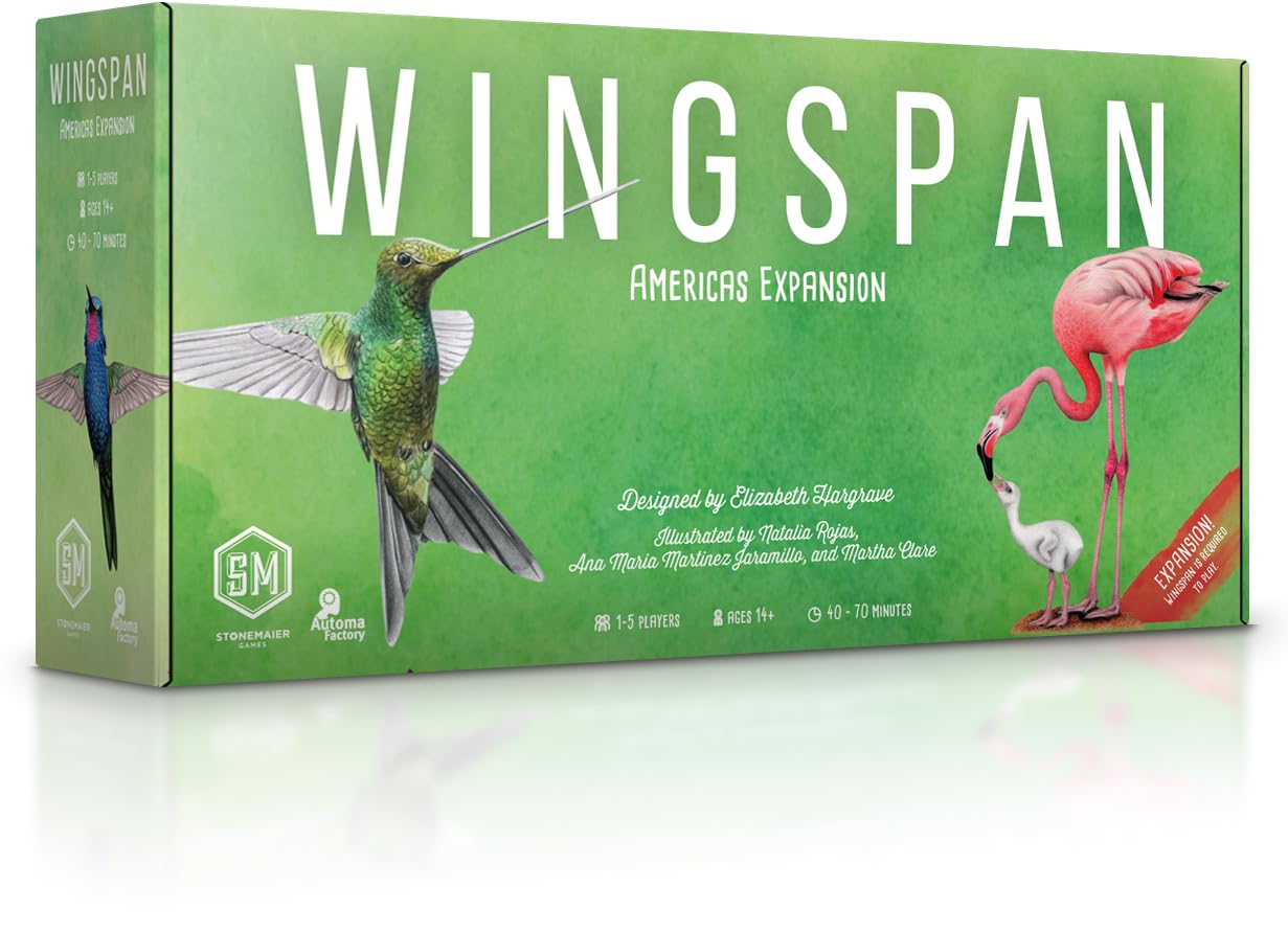 Stonemaier Games: Wingspan Americas Expansion by Elizabeth Hargrave | Add to Wingspan | Includes Small Hummingbird Cards with New Mechanism, 111 Unique New Colorful Birds, & More | 1-5 Players, 90 Min