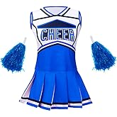 yolsun Cheerleader Costume for Girls, Kids Cheerleading Outfit, Child High School Cheer Leader Dress Up Halloween Party