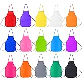 Caydo 15 Pieces Middle Size Kids Painting Apron for Ages 5 to 10, in Kitchen, Classroom, Community Event, Crafts and Art Painting Activity, 15 Colors