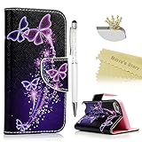 Touch 5,Touch 6 Wallet Case - Mavis's Diary Premium PU Leather with Magnetic Clasp Card Holders Flip Cover for iPod Touch 5th & 6th Generation with Crown Dust Plug & Crystal Pen (Dream Butterfly)