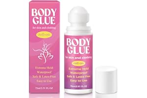 Body Glue for Dancers 2.54 Oz, Body Adhesive Glue Roll-on Clothes & Skin, Water Wash Off Butt Glue for Dancers, Sweat Resista