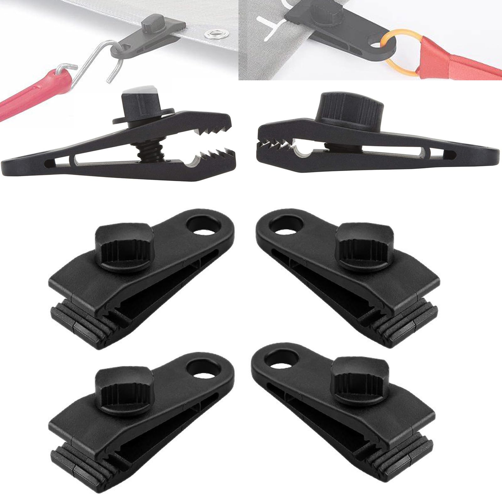 ieron 6 Pcs Tent Tarps Clips, Heavy Duty Tarpaulin Clips Multipurpose Strong Locking Tent Clips for Camping, Tarps, Caravan, Garden Shade Cloth