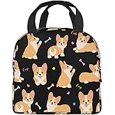 Zminciu Cute Corgi Dog Lunch Bag Reusable Zipper Closure Leakproof Insulated Lunch Box Cooler Tote Bag Food Container Snack Bag
