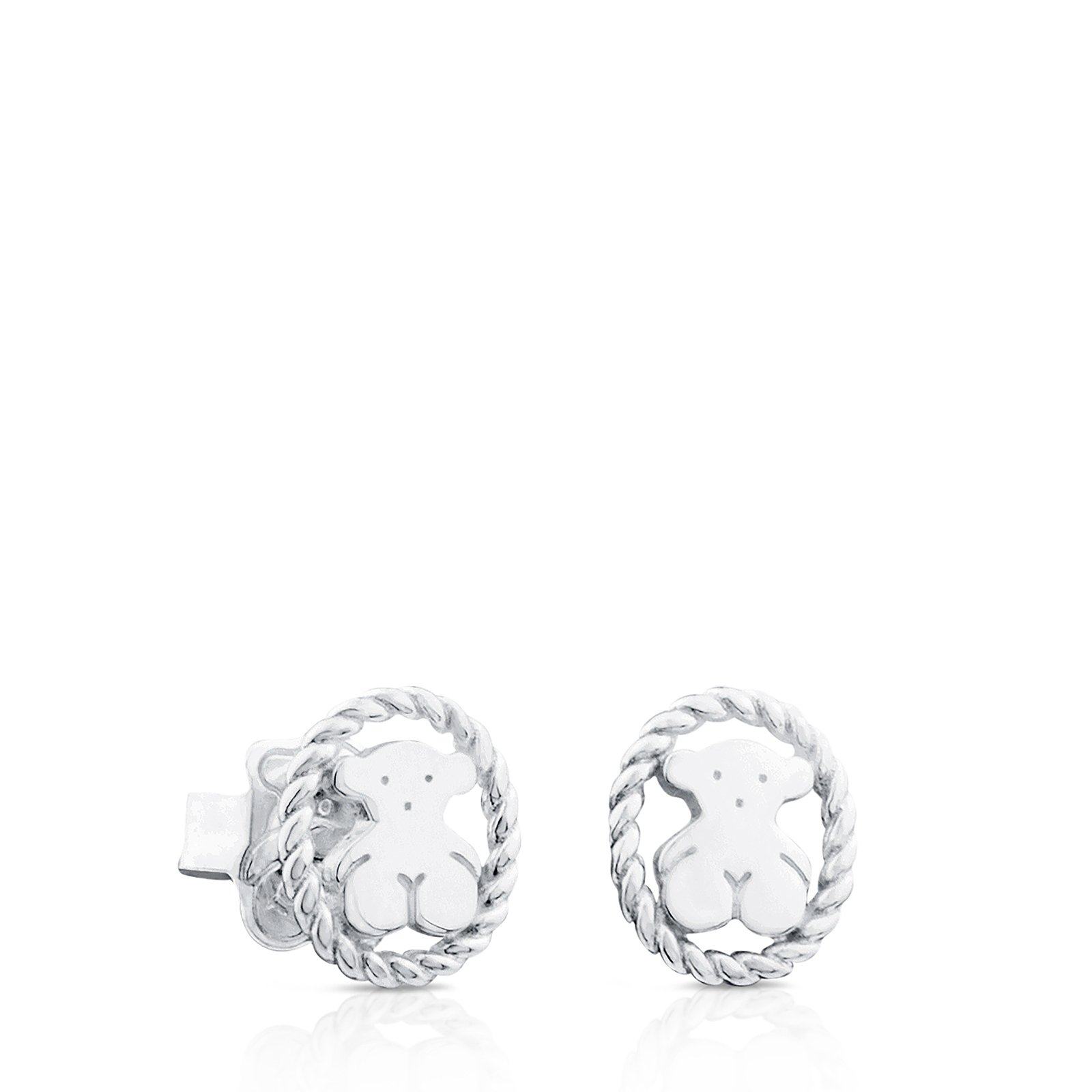 TOUS Sterling silver earrings for women with snap closure, size 0.95 cm, timeless and elegant, Cameo collection