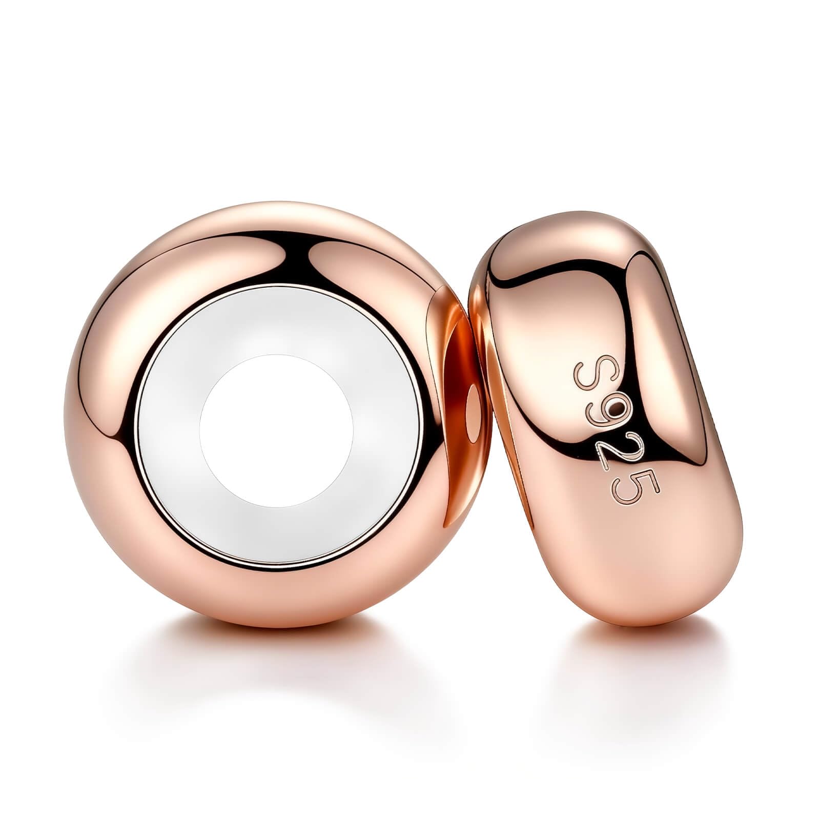 LOVANS 2 PCS 925 Sterling Silver Rubber Spacer Stopper Beads for Bracelets(Rose)