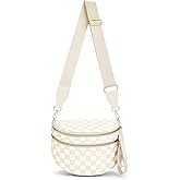 Lushandy Bum Bag Women's Checkered Crossbody Bag Nylon Cross Body Bags Plaid Mom Everyday Purse for Travel