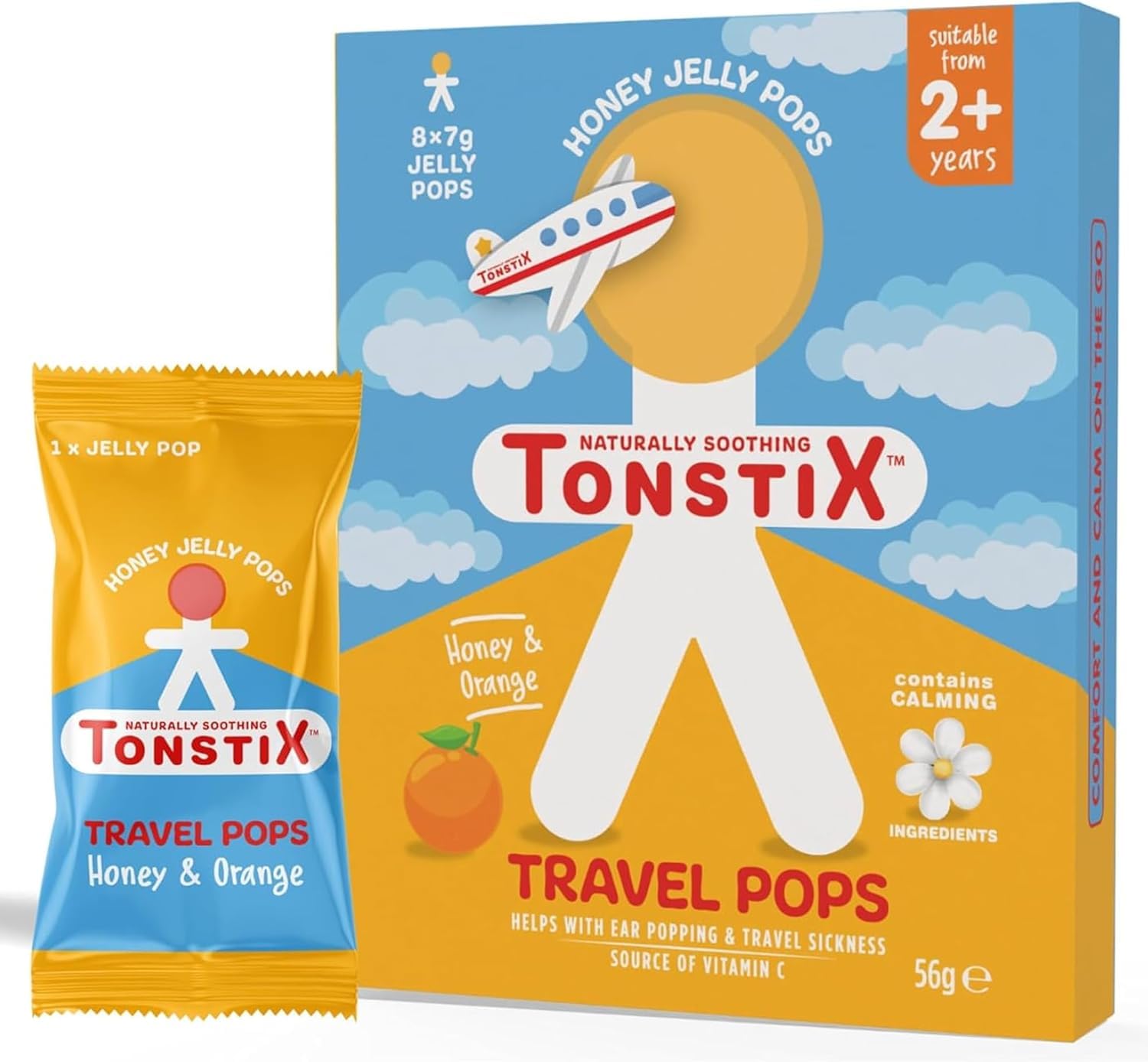Tonstix Travel Pops for Kids – Pack of 8 Travel Sickness & Motion Sickness Lollipops with Ginger & Vitamin C, Ear Popping Relief for Flying, Natural Nausea Support for Children