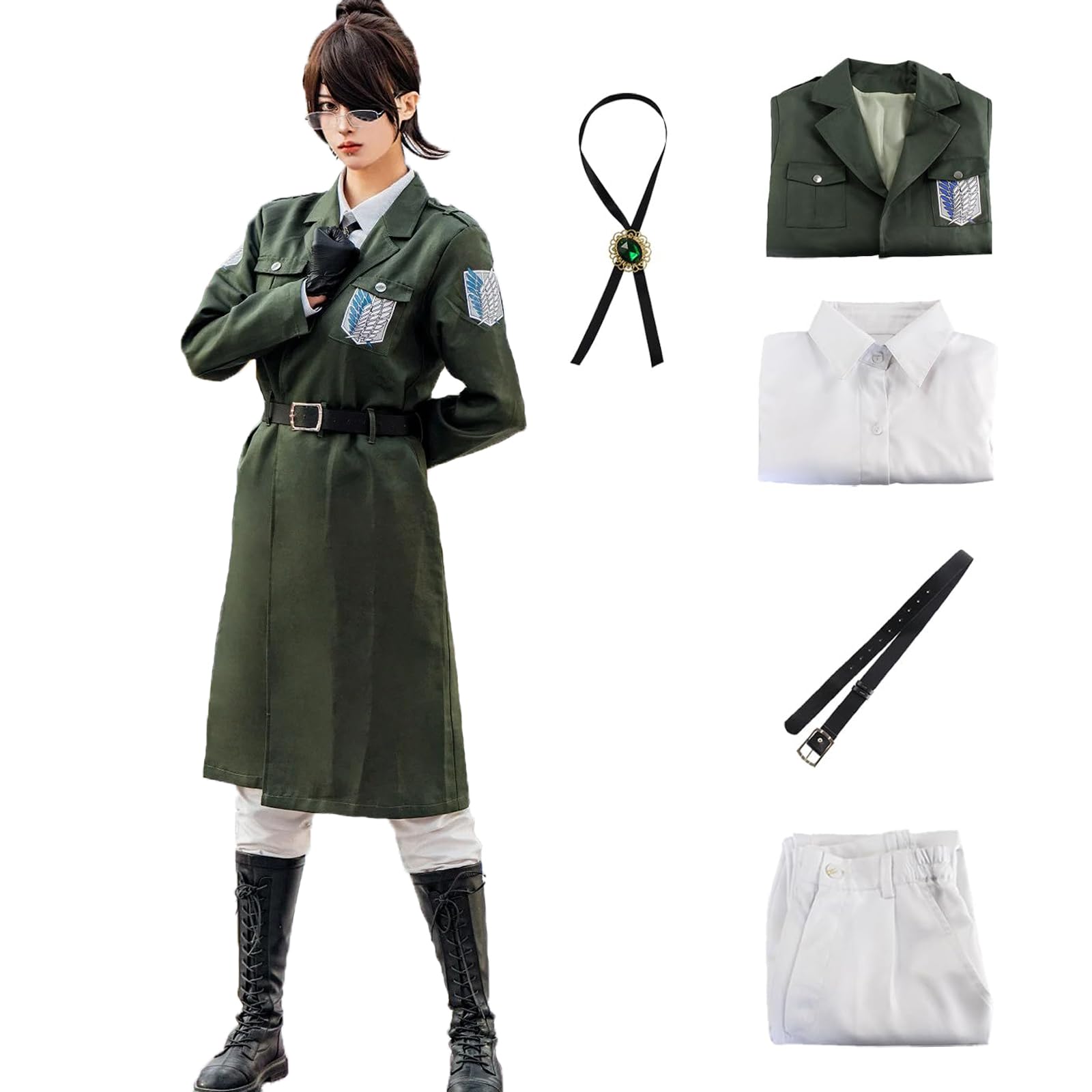 Fiamll Eren Hunter Cosplay Costume Jacket Anime AOT Fancy Dress Survey Corps Uniform Halloween Carnival Party Costume for Adults L