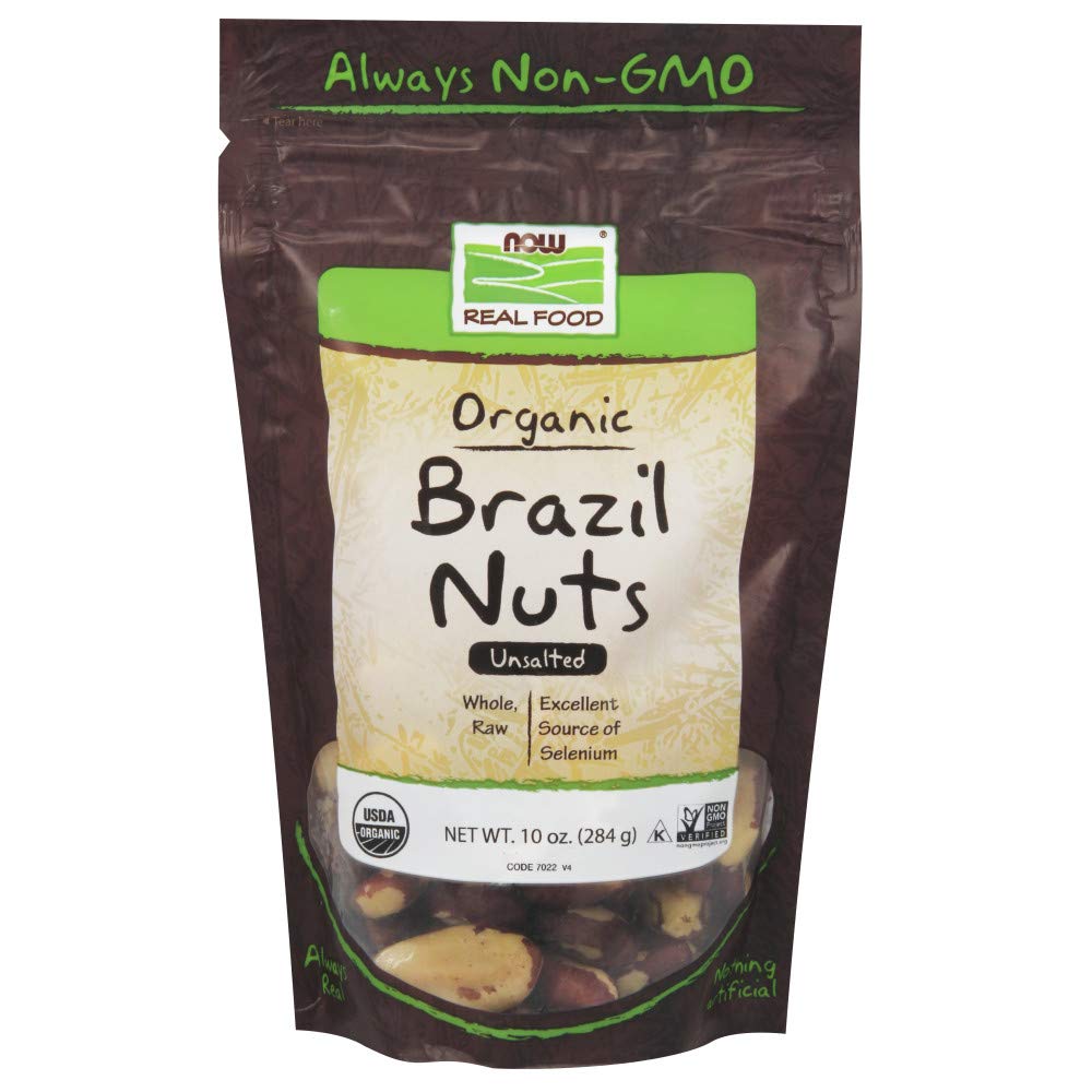 Now Foods Certified Organic Brazil Nuts, Whole, Raw and Unsalted, Source of Selenim and