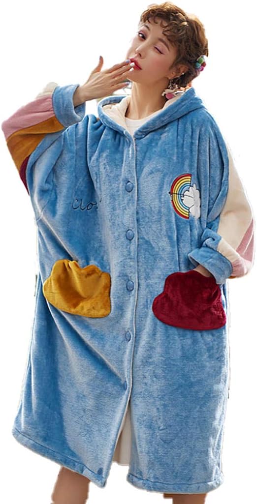 Robe de Chambre Femme Polaire,Femme Peignoir Long en Peluche,Chemise de