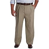 Haggar Men's Iron Free Premium Khaki Classic Fit Pleat Front Expandable Waist Casual Pant(Regular and Big & Tall Sizes)