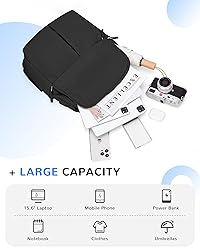 CADOLIM Black Laptop Backpack For Women Travel