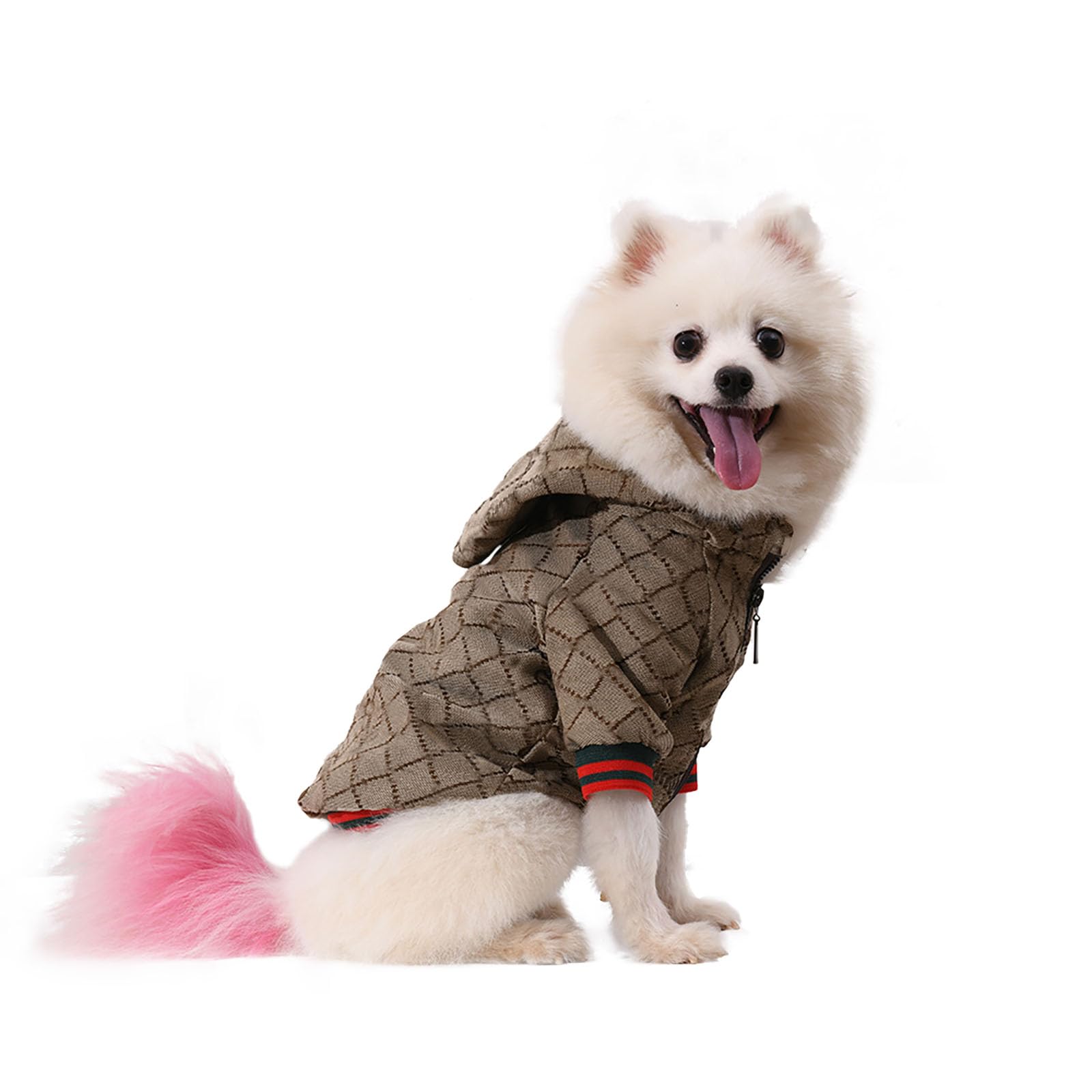 HQREA Dog Hoodie Luxury Dog Clothes Winter Dog Jacket Classic Designer Pet Clothes Coat French Bulldog Teddy Pug Puppy Clothes… Brown XXL