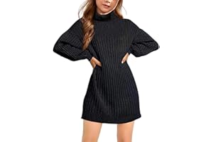 Virmoku Girls Oversized Sweater Dress Turtleneck Batwing Sleeve Winter Long Kids Casual Sweaters for Girls Dresses