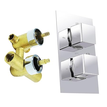 Homedec Twin Thermostatic Shower Faucet Mixing Valve With Anti