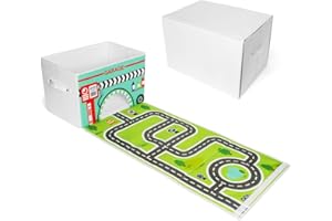 EMBRACE PLAY Toy storage box with car rug play mat - Toy box for boys and girls - 2 in 1 collapsible toy car storage- toyboxes for children - toy boxes for kids (WHITE)
