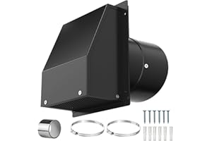 10 Inch Hooded Wall Vent Cover for Dryer Vent - Galvanized Steel Exhaust Cap with Damper & Screen, Outdoor Bathroom Fan/Range