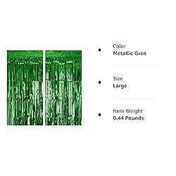 2 Pack Green Tinsel Curtain Party Backdrop, 3.2Ft x