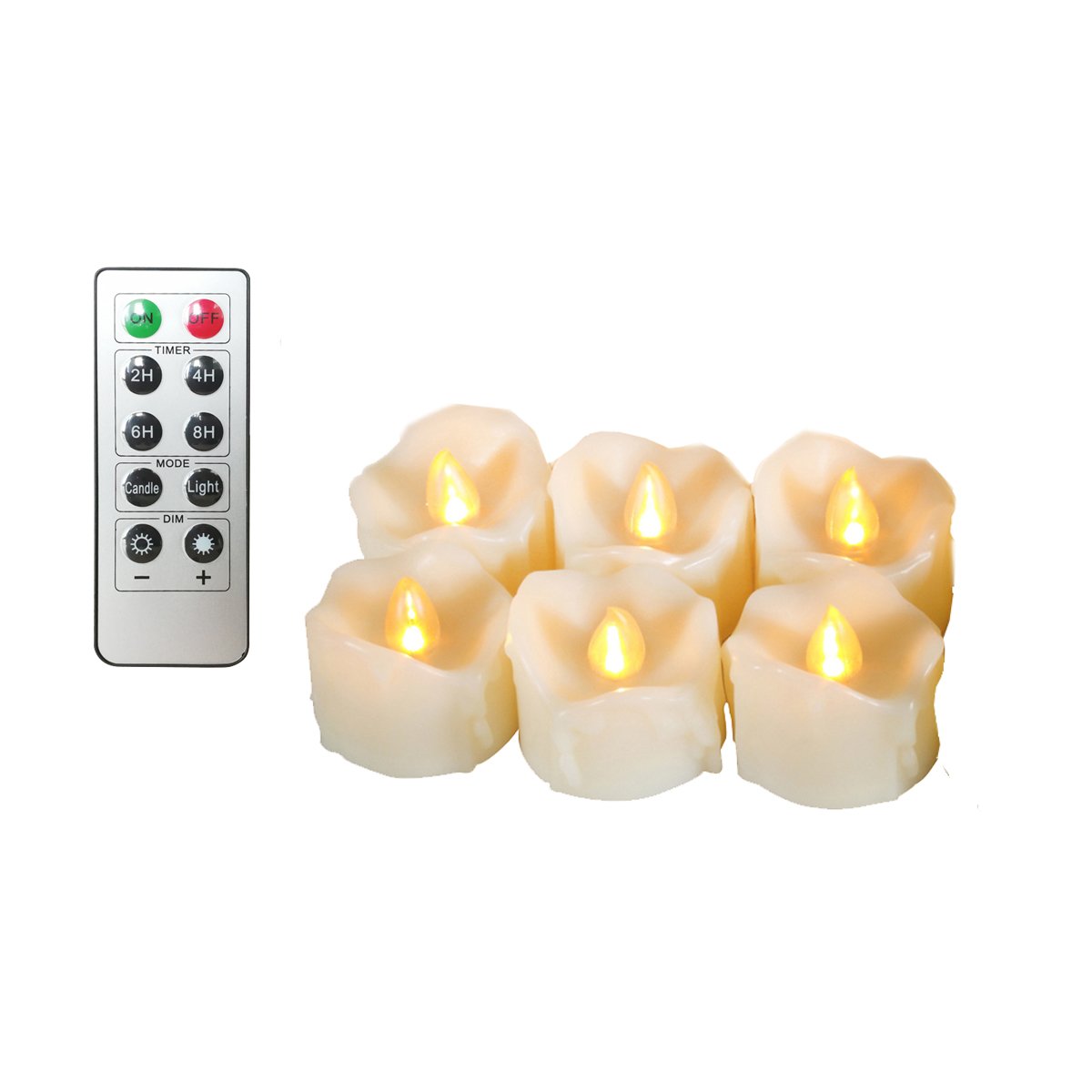 Erosway Flameless Candles, Realistic Flickering LED Tea Lights Battery Operated, 200 Hours of Nonstop Working with Remote and 2/4/6/8 Hours Timer. 6pcs/Pack