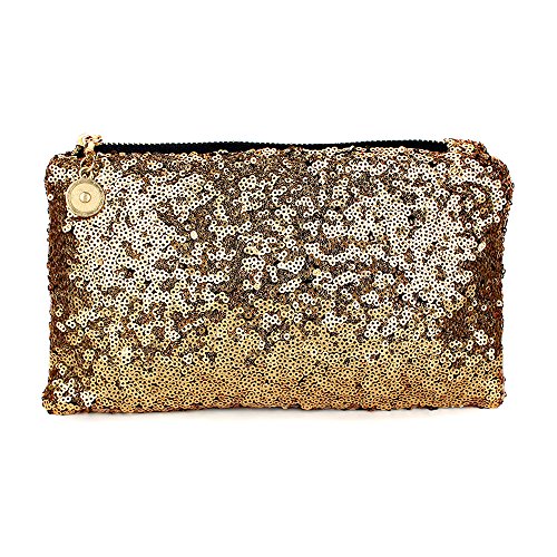 Lady Sparkling Sequins Handbag, Fashion Dazzling Prime Clutch Purse Gold Wallet, Retro Luxurious Evening Clutch Wedding Purse for Women