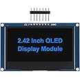DWEII 2.4" 2.42 inch 128x64 OLED LCD Display Module SSD1309 7 Pin SPI/IIC I2C Serial Interface for Arduino UNO R3 DIY Electronic - Blue Light