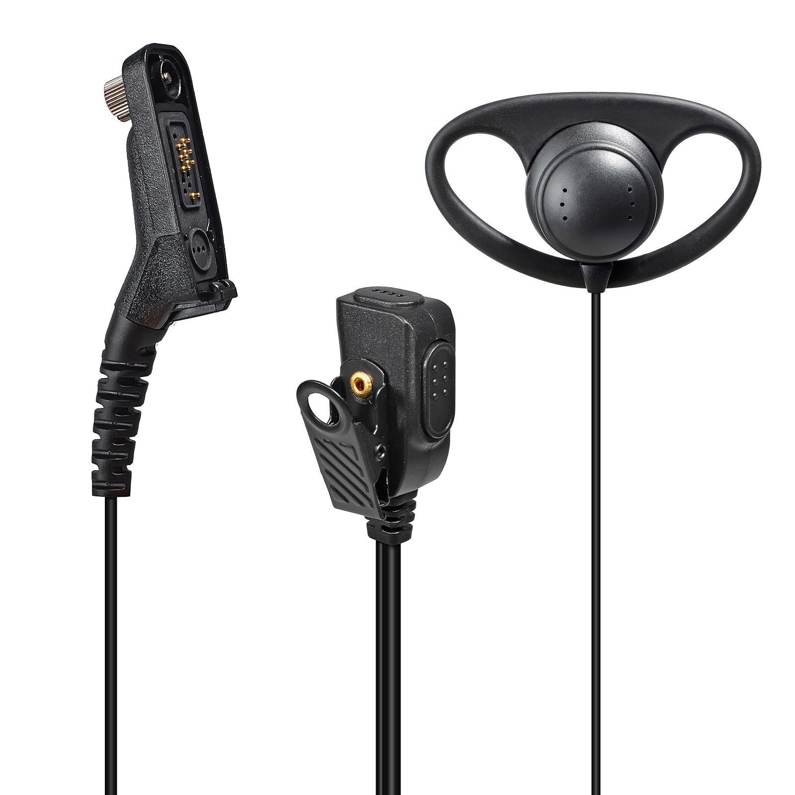 HYS Walkie Talkie Earpiece Headset Built-in PPT Mic Compatible with Motorola DP3400 DP4400 DP4800 DGP4150 XPR-6300 DGP6150 DGP5000 XiR P8208 XiR P8268 Multi Pin Two Way Radio (D Type)