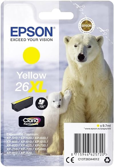 Epson 26XL Polar Bear Yellow High Yield Genuine Ink Cartridge 235M200