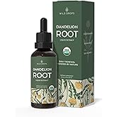 Wild Drops USDA Organic Dandelion Root Extract Tincture, Liver Health Supplement for Liver Detox and Cleanse, USA Sourced and Manufactured, Alcohol-Free, 2 fl oz, (1 Month Supply)