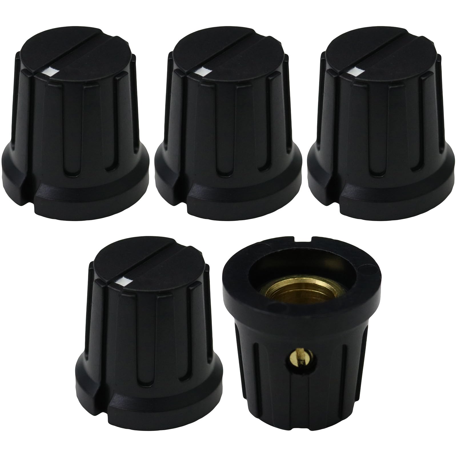 6.4mm Round Hole Premium Slot Top Synth Control Knob Pack of 5