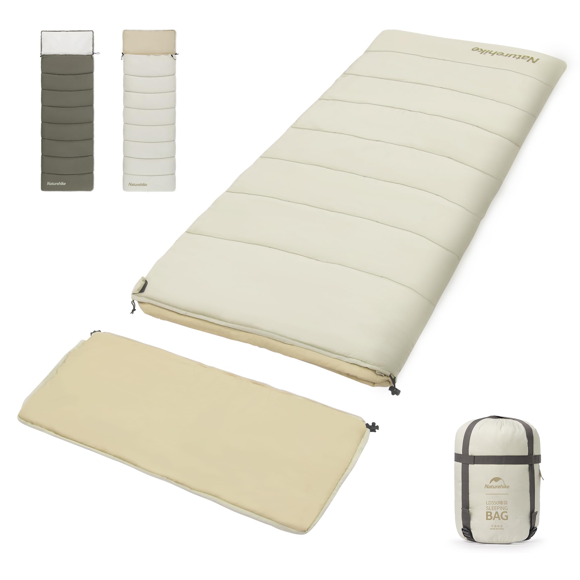 Photo 1 of Naturehike 36-54? Camping Sleeping Bag for Adults, Spliceable Double Sleeping Bag 3 Seasons, Lightweight Waterproof Sleep Bags for Cold&Warm Weather (White)