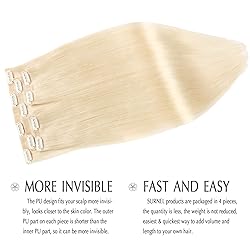 SURNEL Seamless Clip-in Human Hair Extensions - 18