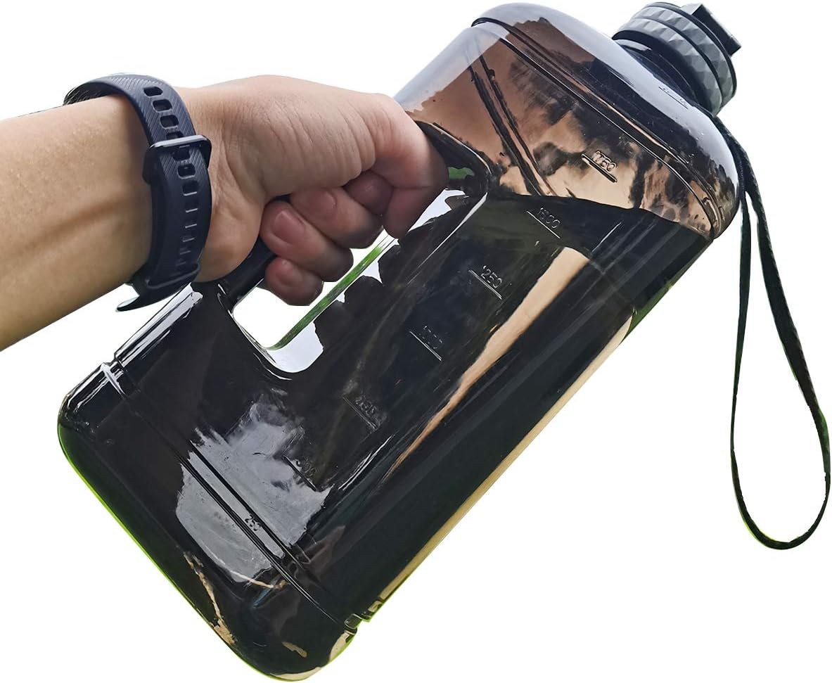 BJPKPK Isolierte Wasserflasche 1900 Ml – Doppelwandig, BPA-frei, Auslaufsicher, Mit Griff, Marineblau