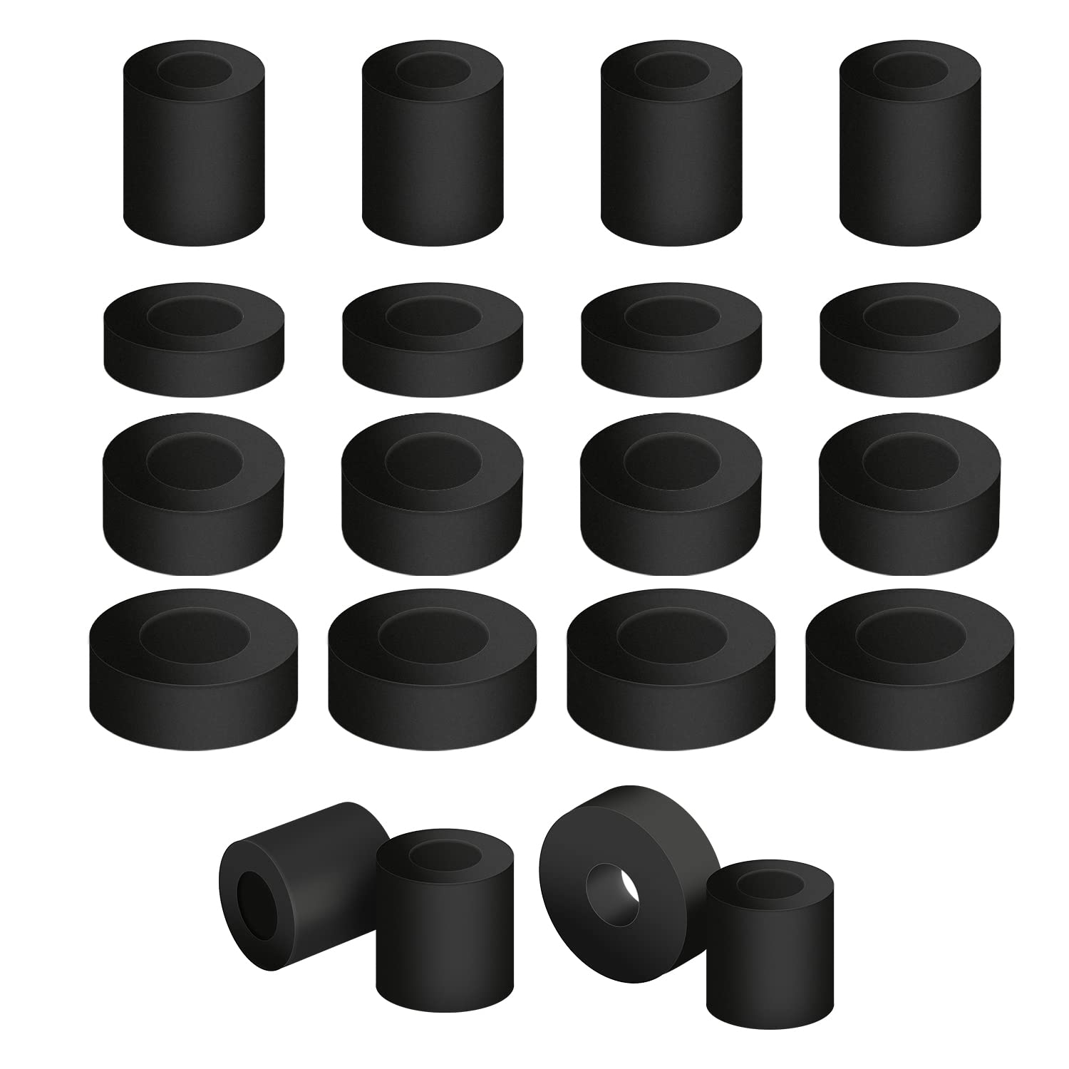 20pcs Multi Purpose Neoprene Rubber Spacer Kit - 4 Sizes Black Grommets, Anti Vibration Washers for Home Car Accessories